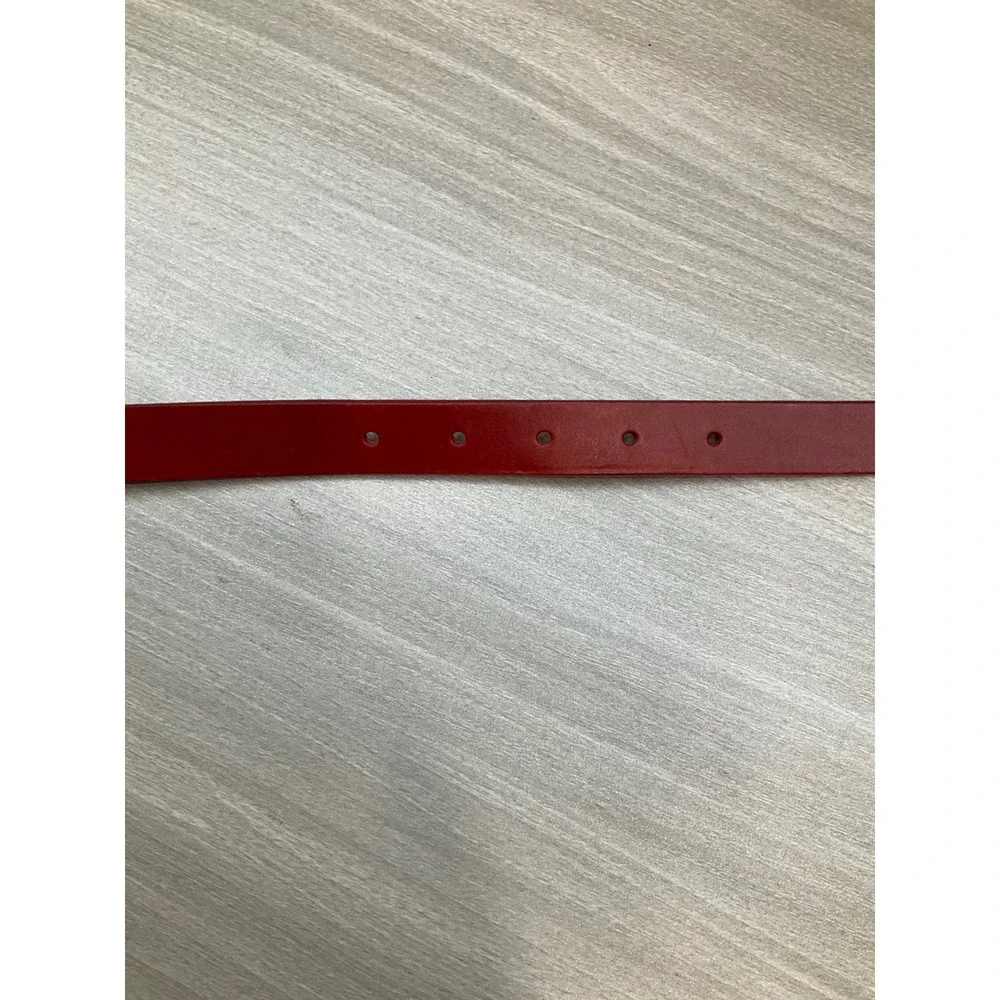 WOMENS COACH DARK RED LEATHER BELT SILVER BUCKLE MADE IN ITALY BRASS